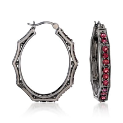 3.30 ct. t.w. Rhodolite Garnet Hoop Earrings In Sterling Silver &mdash; Alt Image 1