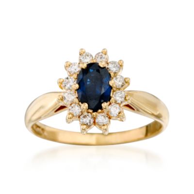 C. 1980 Vintage .80 Carat Sapphire and .30 ct. t.w. Diamond Ring in 14kt Yellow Gold. Size 7.5 &mdash; Alt Image 1