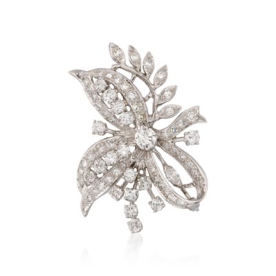 C. 1950 Vintage 6.25mm Cultured Pearl and 3.50 ct. t.w. Diamond Bracelet In 14kt White Gold. 7.25" &mdash; Alt Image 4