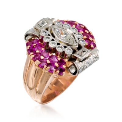 C. 1940 Vintage 2.65 ct. t.w. Ruby and 1.00 ct. t.w. Diamond Ring in 14kt Two-Tone Gold. Size 8 &mdash; Alt Image 3