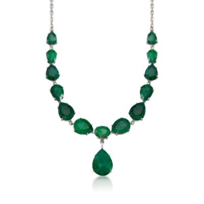 100.00 ct. t.w. Emerald Necklace in Sterling Silver. 16" &mdash; Alt Image 1