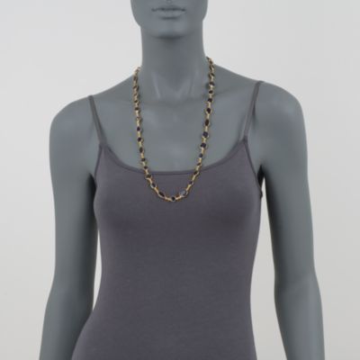 140.00 ct. t.w. Sapphire Station Necklace in Vermeil. 29" &mdash; Alt Image 2