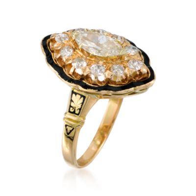 C. 1950 Vintage 1.32 ct. t.w. Diamond Ring With Black Enamel in 14kt Yellow Gold. Size 6.5 &mdash; Alt Image 3
