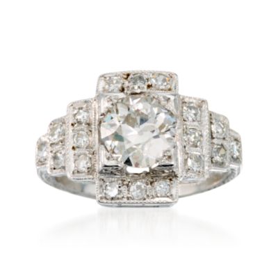 C. 1990 Vintage 1.35 ct. t.w. Diamond Ring in Platinum. Size 4 &mdash; Alt Image 1