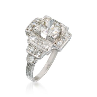 C. 1990 Vintage 1.35 ct. t.w. Diamond Ring in Platinum. Size 4 &mdash; Alt Image 3