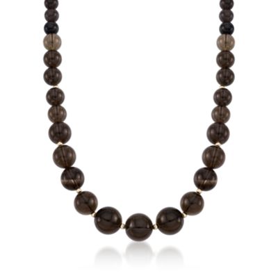 285.00 ct. t.w. Smoky Quartz Graduated Bead Necklace In 14kt Yellow Gold &mdash; Alt Image 1