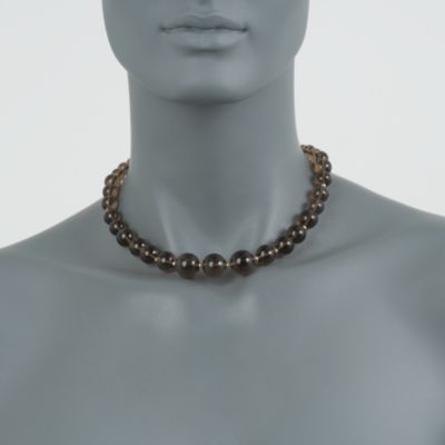 285.00 ct. t.w. Smoky Quartz Graduated Bead Necklace In 14kt Yellow Gold &mdash; Alt Image 2