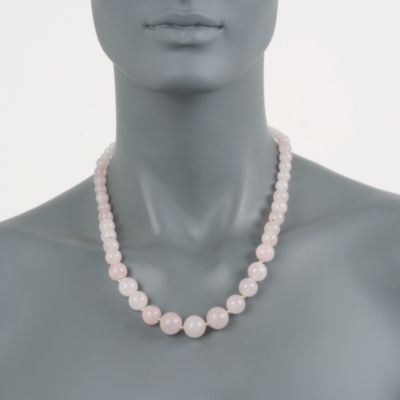 Rose Quartz Bead Necklace in 14kt Yellow Gold &mdash; Alt Image 5