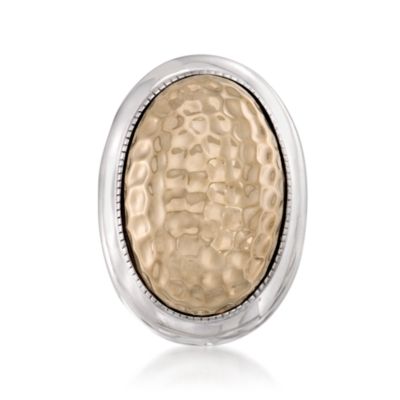 Oval Hammered Ring in Two-Tone &mdash; Alt Image 1