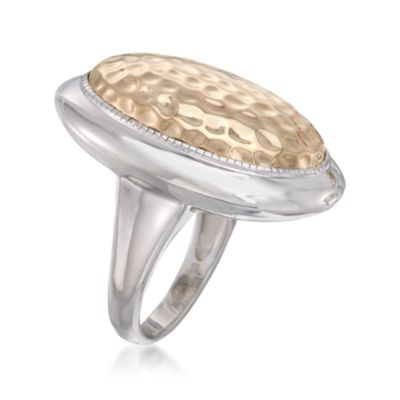 Oval Hammered Ring in Two-Tone &mdash; Alt Image 3