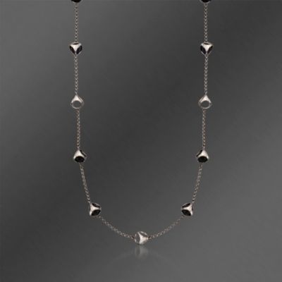 Di Modolo Black Onyx Station Necklace 3mm in Sterling Silver. 42" &mdash; Alt Image 1