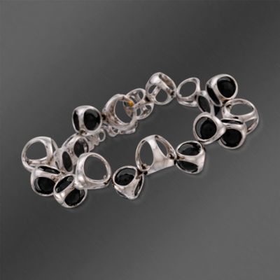 Di Modolo Black Onyx Link Bubble Bracelet In Sterling Silver. 7.5" &mdash; Alt Image 1