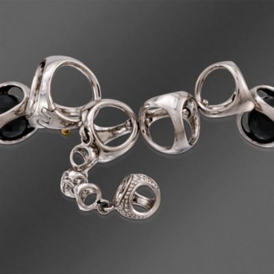 Di Modolo Black Onyx Link Bubble Bracelet In Sterling Silver. 7.5" &mdash; Alt Image 3