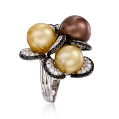 Multicolored Cultured South Sea Pearl and 2.70 ct. t.w. Diamond Ring in 18kt White Gold &mdash; Alt Image 3