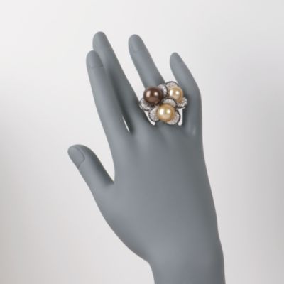 Multicolored Cultured South Sea Pearl and 2.70 ct. t.w. Diamond Ring in 18kt White Gold &mdash; Alt Image 2