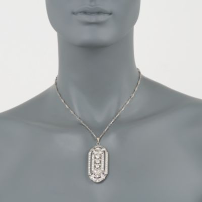 C. 1950 Vintage 1.50 ct. t.w. Faux Sapphire and 4.95 ct. t.w. Diamond Pendant Necklace in Two-Tone. 16" &mdash; Alt Image 2