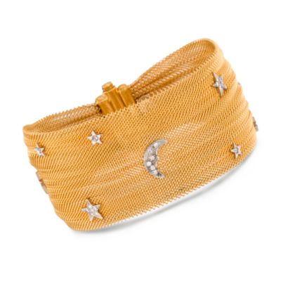C. 1980 Vintage .35 ct. t.w. Diamond Mesh Bracelet in 18kt Yellow Gold. 7" &mdash; Alt Image 1