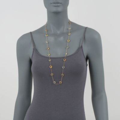 C. 1990 Vintage 47.20 ct. t.w. Multicolored Quartz Necklace In 14kt Yellow Gold. 34" &mdash; Alt Image 2