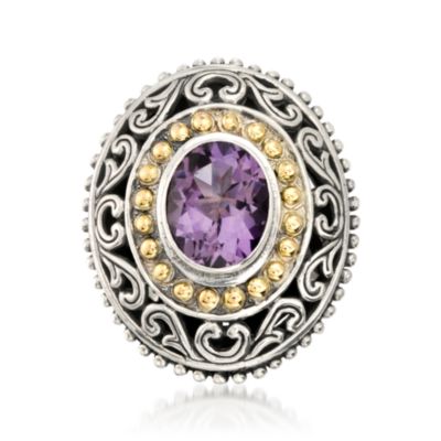 2.30 Carat Amethyst Shield Ring in Two-Tone &mdash; Alt Image 1