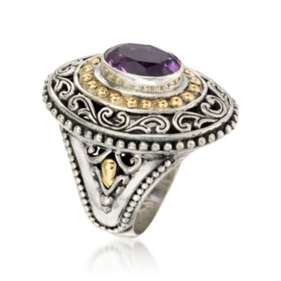 2.30 Carat Amethyst Shield Ring in Two-Tone &mdash; Alt Image 3