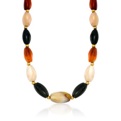 C. 1970 Vintage Multicolored Agate and Chalcedony Necklace. 19" &mdash; Alt Image 1