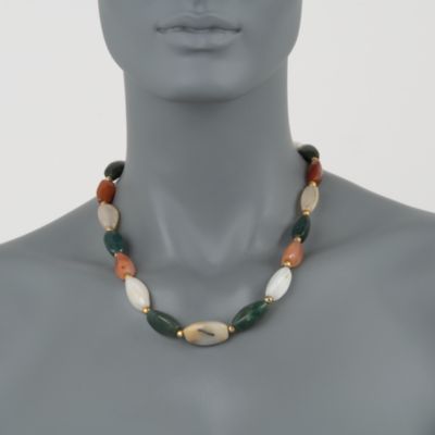 C. 1970 Vintage Multicolored Agate and Chalcedony Necklace. 19" &mdash; Alt Image 2