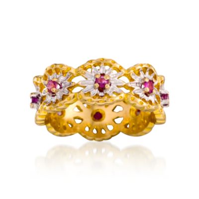 C. 1990 Vintage .50 ct. t.w. Pink Sapphire Eternity Band In 14kt Yellow Gold. Size 7.75 &mdash; Alt Image 1