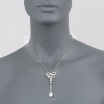 C. 1990 Vintage 8.7-12.5mm Cultured Pearl and 2.25 ct. t.w. Diamond Necklace in 18kt White Gold. 16" &mdash; Alt Image 2