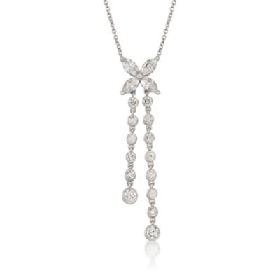 C. 1990. Vintage Tiffany Jewelry 1.00 ct. t.w. Diamond Lariat Necklace in Platinum. 16" &mdash; Alt Image 1