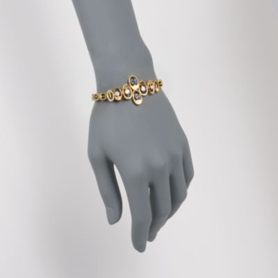 C. 1960. .80 ct. t.w. Sapphire and .75 ct. t.w. Diamond Bracelet in 14kt Yellow Gold. 7.5" &mdash; Alt Image 2