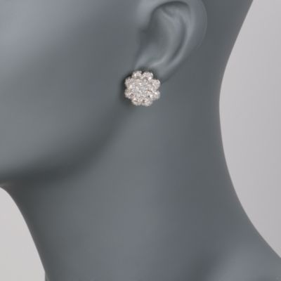 C. 1990. Vintage 2.20 ct. t.w. Diamond Floral Stud Earrings in 18kt White Gold &mdash; Alt Image 2