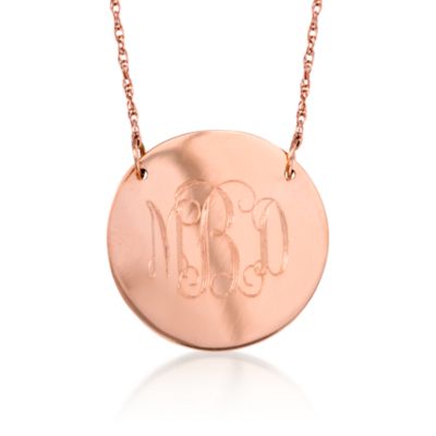 14k Rose Gold Round 3 Initial Monogram Pendant Necklace. 16" &mdash; Alt Image 1