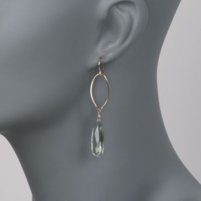 20.00 ct. t.w. Green Amethyst Drop Earrings in 14kt Yellow Gold &mdash; Alt Image 2