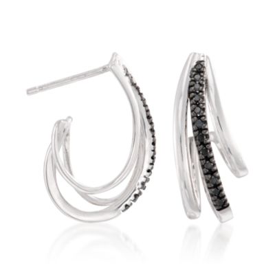 .18 ct. t.w. Black Diamond Triple-Hoop Earrings In Sterling Silver &mdash; Alt Image 1