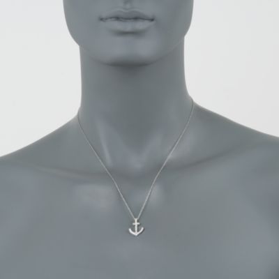 .25 ct. t.w. Diamond Anchor Pendant Necklace in 14kt White Gold. 18" &mdash; Alt Image 2