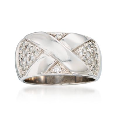 C. 1990. Vintage .60 ct. t.w.  Diamond X-Band  Ring in 14kt White Gold. Size 8 &mdash; Alt Image 1