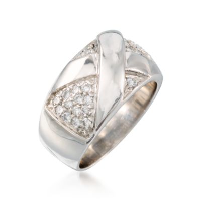 C. 1990. Vintage .60 ct. t.w.  Diamond X-Band  Ring in 14kt White Gold. Size 8 &mdash; Alt Image 3