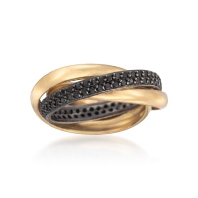 .92 ct. t.w. Black CZ Rolling Ring in 14kt Gold Over Sterling Silver. Size 7 &mdash; Alt Image 1