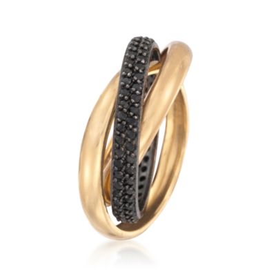.92 ct. t.w. Black CZ Rolling Ring in 14kt Gold Over Sterling Silver. Size 7 &mdash; Alt Image 3