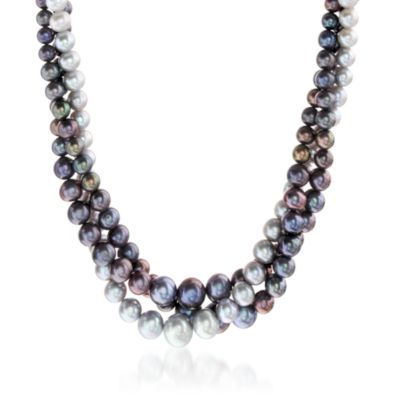 Triple-Strand 5-9mm Pearl Necklace With Sterling Silver Clasp &mdash; Alt Image 1