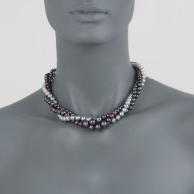 Triple-Strand 5-9mm Pearl Necklace With Sterling Silver Clasp &mdash; Alt Image 2