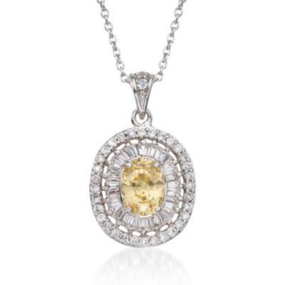1.82 ct. t.w. Canary and White CZ Drop Necklace in Sterling Silver &mdash; Alt Image 1