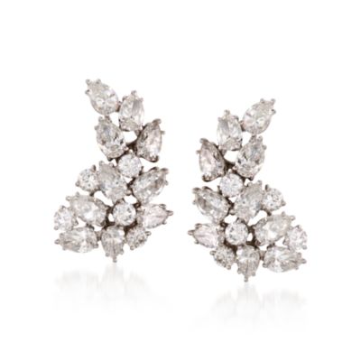 C 1960. Vintage 25.60 ct. t.w. Diamond Drop Earrings In Platinum. Clip Earrings &mdash; Alt Image 4
