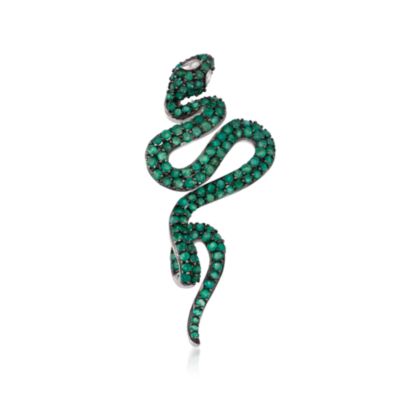 5.00 ct. t.w. Emerald Snake Pendant In Sterling Silver &mdash; Alt Image 1