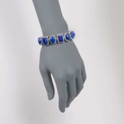 Blue Lapis and Diamond Geometric Bracelet In Sterling Silver &mdash; Alt Image 2