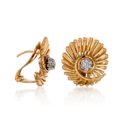 C. 1950 Vintage .30 ct. t.w. Diamond Swirl Earrings In 18kt Yellow Gold &mdash; Alt Image 3