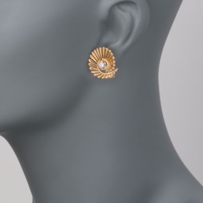 C. 1950 Vintage .30 ct. t.w. Diamond Swirl Earrings In 18kt Yellow Gold &mdash; Alt Image 2