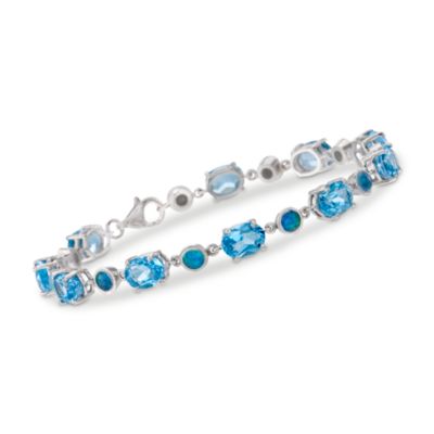 Opal and 16.40 ct. t.w. Topaz Bracelet In Sterling Silver. 7" &mdash; Alt Image 1