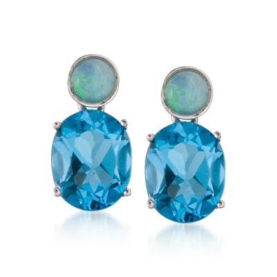 Opal and 4.75 ct. t.w. Topaz Drop Earrings in Sterling Silver &mdash; Alt Image 1