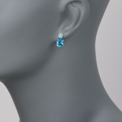 Opal and 4.75 ct. t.w. Topaz Drop Earrings in Sterling Silver &mdash; Alt Image 2